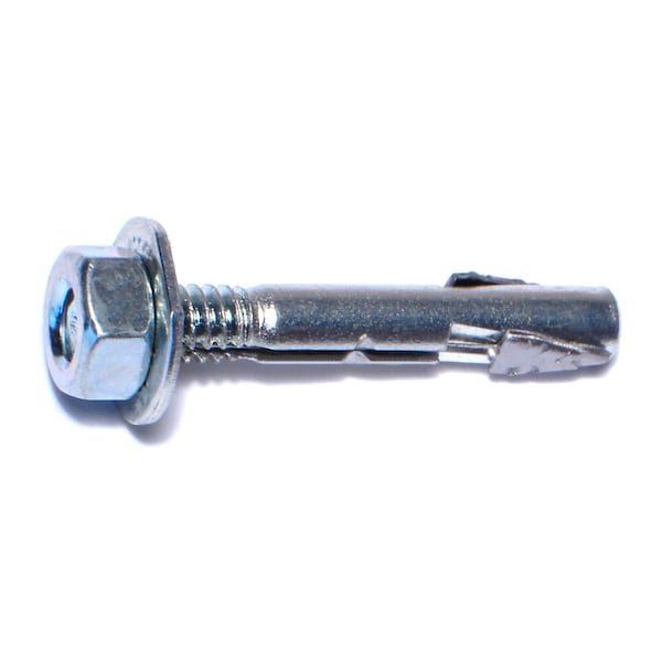 Wedge Anchor, 1/4" Dia., 1-3/4" L, Steel Zinc Plated, 100 PK